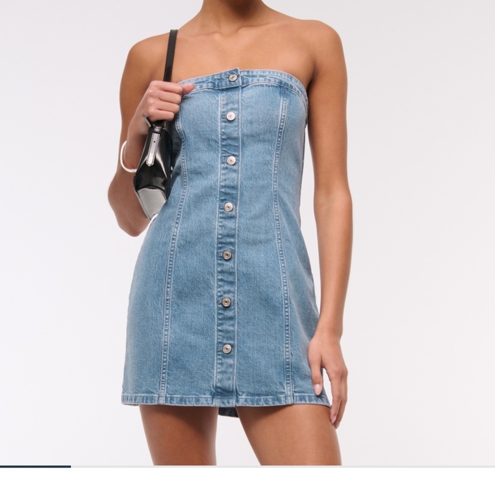 Abercrombie Denim Strapless Button-Down Dress Size xs